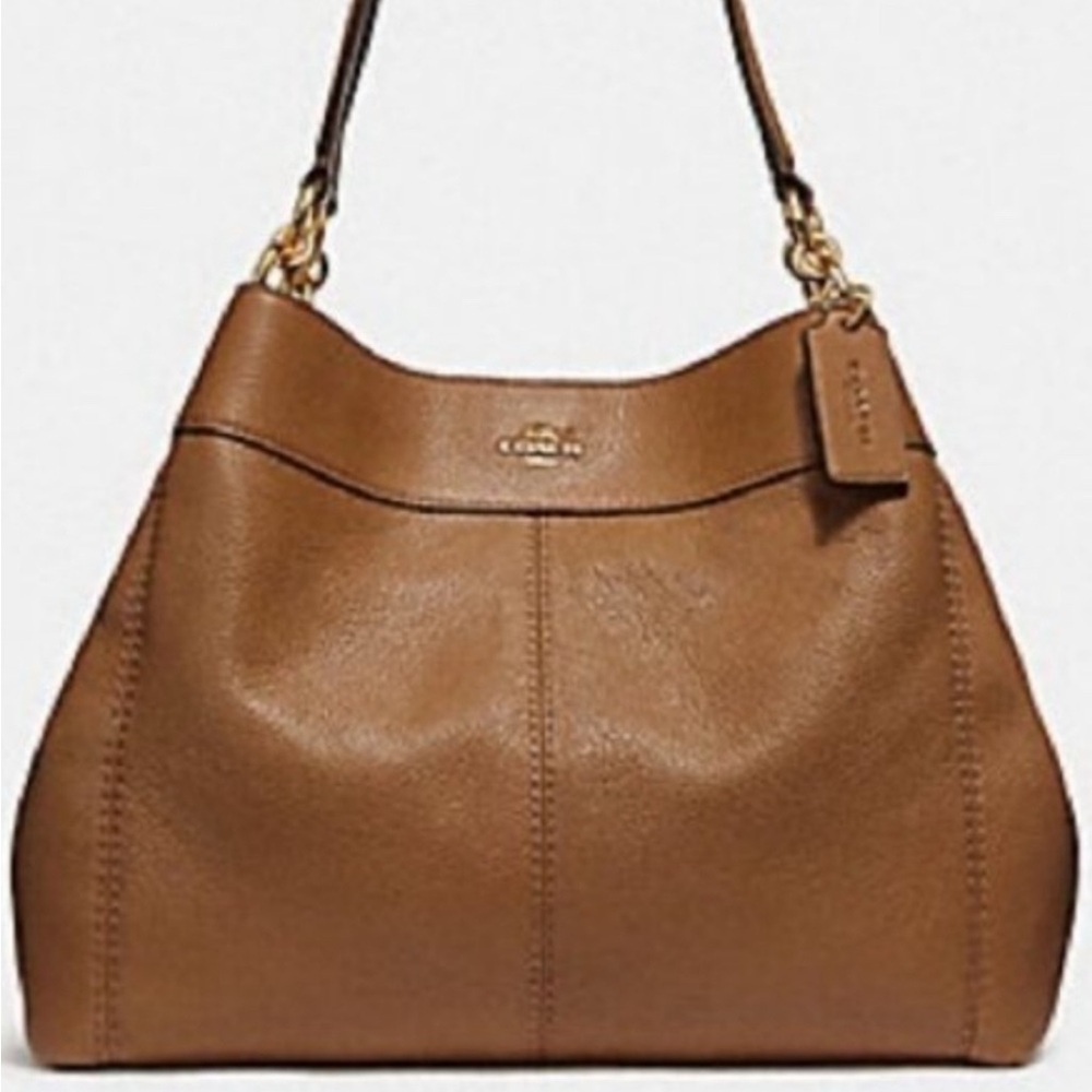 Coach Lexy Shoulder Bag Tan Pebble Leather w/center compartment A1857-F28897